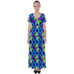 Colorful stars pattern                                                                    High Waist Short Sleeve Maxi Dress