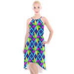 Colorful stars pattern                                                                    High-Low Halter Chiffon Dress