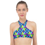 Colorful stars pattern                                                                    High Neck Bikini Top