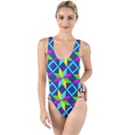 Colorful stars pattern                                                                   High Leg Strappy Swimsuit