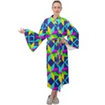 Colorful stars pattern                                                                  Maxi Tie Front Velour Kimono