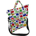 Colorful rectangles                                                                      Fold Over Handle Tote Bag