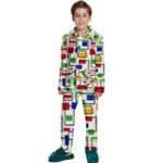 Colorful rectangles                                                            Kids  Long Sleeve Velvet Pajamas Set