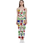 Colorful rectangles                                                             	V-Neck Spaghetti Strap Tie Front Jumpsuit