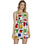 Colorful rectangles                                                               Sleeveless High Waist Mini Dress