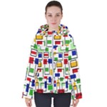 Colorful rectangles                                                                     Women s Hooded Puffer Jacket