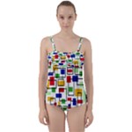 Colorful rectangles                                                                     Twist Front Tankini Set