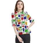 Colorful rectangles                                                                     Frill Neck Blouse