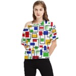 Colorful rectangles                                                                      One Shoulder Cut Out Tee