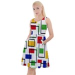 Colorful rectangles                                                                         Knee Length Skater Dress With Pockets