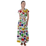Colorful rectangles                                                                        Flutter Sleeve Maxi Dress