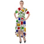 Colorful rectangles                                                                        Front Wrap High Low Dress