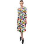 Colorful rectangles                                                                         Ruffle End Midi Chiffon Dress