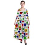 Colorful rectangles                                                                        Quarter Sleeve Maxi Velour Dress