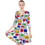 Colorful rectangles                                                                        Quarter Sleeve Front Wrap Dress
