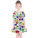 Colorful rectangles                                                                     Kids  Simple Cotton Dress