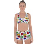 Colorful rectangles                                                                     Racerback Boyleg Bikini Set
