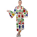 Colorful rectangles                                                                   Maxi Tie Front Velour Kimono