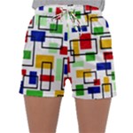 Colorful rectangles                                                                     Women s Satin Sleepwear Sleeve Shorts