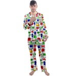 Colorful rectangles                                                                      Men s Satin Pajamas Long Pants Set