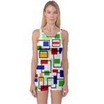 Colorful rectangles                                                                      Women s Boyleg One Piece Swimsuit