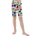 Colorful rectangles                                                                    Kids  Mid Length Swim Shorts