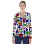 Colorful rectangles                                                            V-Neck Long Sleeve Top