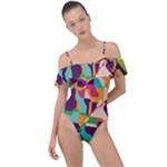 Retro chaos                                                                      Frill Detail One Piece Swimsuit