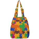 Retro colors puzzle pieces                                                                        Center Zip Backpack