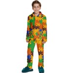 Retro colors puzzle pieces                                                              Kids  Long Sleeve Velvet Pajamas Set
