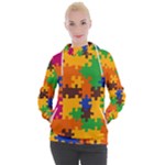Retro colors puzzle pieces                                                                      Women s Hooded Pullover
