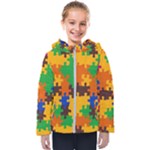 Retro colors puzzle pieces                                                                       Kids  Hooded Puffer Jacket