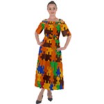Retro colors puzzle pieces                                                                           Shoulder Straps Boho Maxi Dress