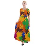 Retro colors puzzle pieces                                                                          Half Sleeves Maxi Dress