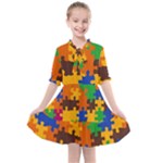 Retro colors puzzle pieces                                                                     Kids  All Frills Chiffon Dress