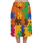 Retro colors puzzle pieces                                                                     Velvet Flared Midi Skirt