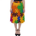 Retro colors puzzle pieces                                                                       Folding Skater Skirt