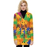Retro colors puzzle pieces                                                                    Button Up Hooded Coat