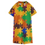 Retro colors puzzle pieces                                                                      Kids  Boyleg Half Suit Swimwear