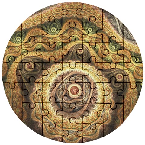 Fractals, Floral Ornaments, Waves Wooden Puzzle Round from ZippyPress