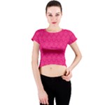 Pink Pattern, Abstract, Background, Bright Crew Neck Crop Top