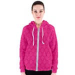 Pink Pattern, Abstract, Background, Bright Women s Zipper Hoodie
