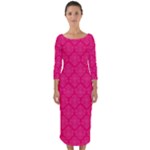 Pink Pattern, Abstract, Background, Bright Quarter Sleeve Midi Bodycon Dress