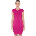Pink Pattern, Abstract, Background, Bright Capsleeve Drawstring Dress 