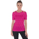 Pink Pattern, Abstract, Background, Bright Shoulder Cut Out Short Sleeve Top