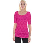 Pink Pattern, Abstract, Background, Bright Wide Neckline T-Shirt