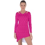 Pink Pattern, Abstract, Background, Bright Asymmetric Cut-Out Shift Dress