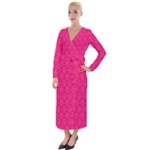 Pink Pattern, Abstract, Background, Bright Velvet Maxi Wrap Dress