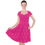 Pink Pattern, Abstract, Background, Bright Cap Sleeve Midi Dress