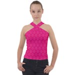 Pink Pattern, Abstract, Background, Bright Cross Neck Velour Top